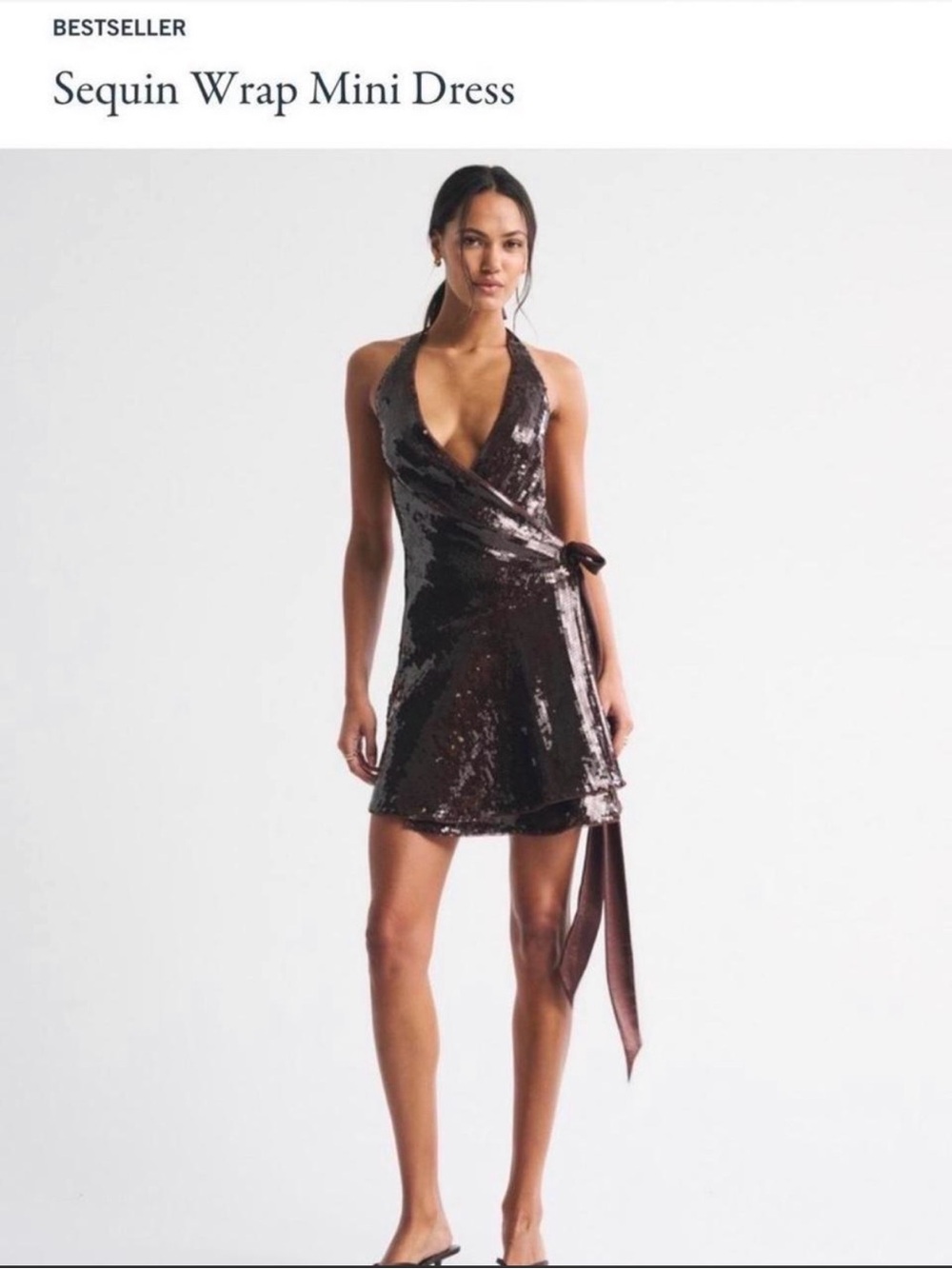 Abercrombie & Fitch Sequin Wrap Mini Dress - Black/Brown